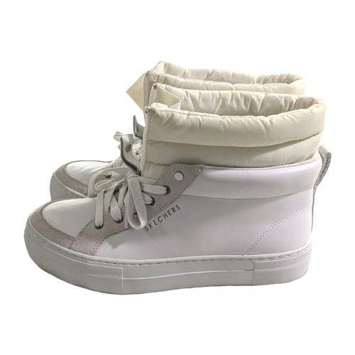 Skechers White Leather ALBA Puffer Jacket Lining Rise Fit Zipper Hightops Wms Gr.10 - Bild 6 von 14