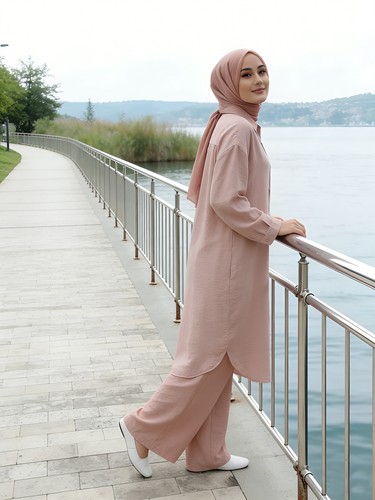 Dubai Women Outfits 2 Piece Shirt Pants Blouse Sets Abaya Loose Kaftan Muslim