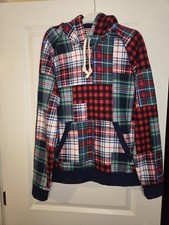 Land's End Serious Sweats Plaid Hoodie Sz Med Preloved