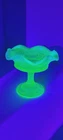 Fenton Topaz Eye and Scroll: Vaseline Opalescent Footed Compote