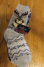 Cuddl Duds Women's 3-Pack Brushed Lounge Sock-Moose-One Size Fits Most-NEWT