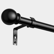 87-240cm Black Curtain Pole Adjustable Rod with Finials for Eyelet Curtains