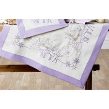 Herrschners  Wintervillage Purple Table Topper Stamped Embroidery Kit
