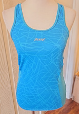 Zoot activewear tank top women's blue L/XL pockets t-back lined slimming look