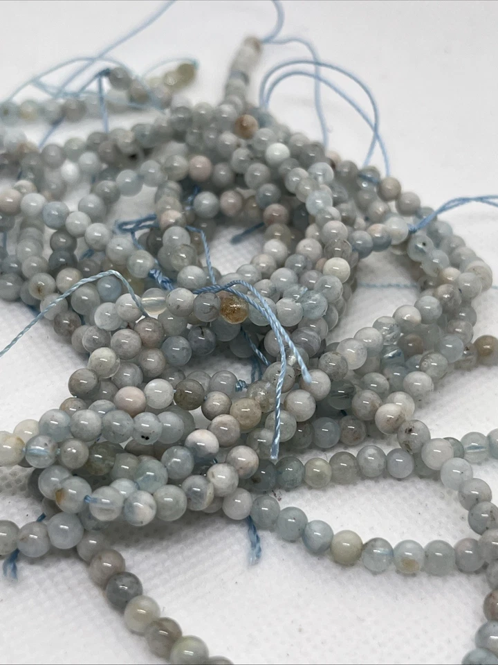 Aquamarin Perlen Mit Loch Rund 100 Stück 4 mm Edelstein Heilstein Kristall DIY - Bild 4 von 4
