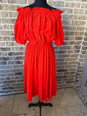 warm clothing brand size (1) small red boho dress off the shoulder casual