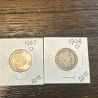 Barber Quarters 90% Silver - 1907-O 1908-O