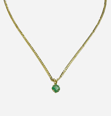 Estate Sale 14K Ylw Gold Genuine Princess-cut Emerald Pendant