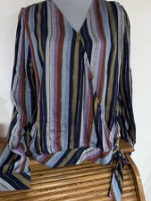 ANA A New Approach Women’s Striped Cross Blouse Size XL Retail $44