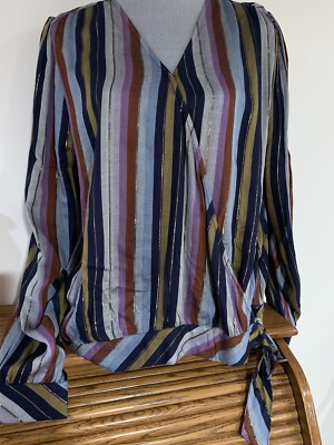 A.N.A.  A New Approach Women s Striped Cross Blouse Size XL Retail $44