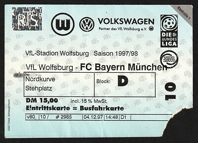 Ticket | 1997/98 | VfL Wolfsburg - Bayern München | Bundesliga