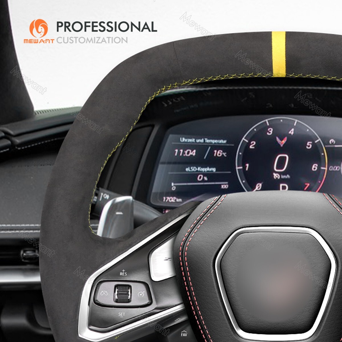 Mewant Custom DIY Alcantara Steering Wheel Cover for Chevrolet Corvette