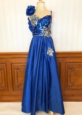 Vintage Alyce Designs Sequins Long Prom Party Formal Dress Gown Blue Sz 4 USA