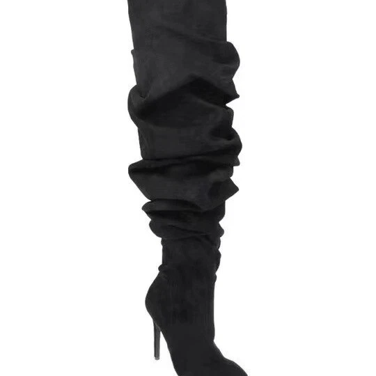 Runway Slouch Pleated Womens Pointed Toe High Stilettos Heel Over The Knee Boots - Image 3 of 4