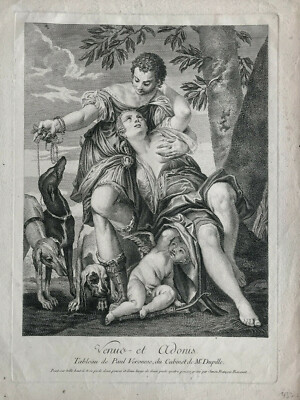 VENUS UND ADONIS MIT HUNDEN PAOLO VERONESE RAVENET 1729. NAGLER 13, LE BLANC 16