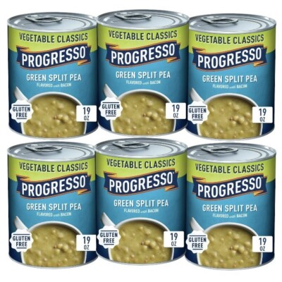 Progresso Vegetable Classics Soup GREEN SPLIT PEA W Bacon Ready to Serve 6 Cans