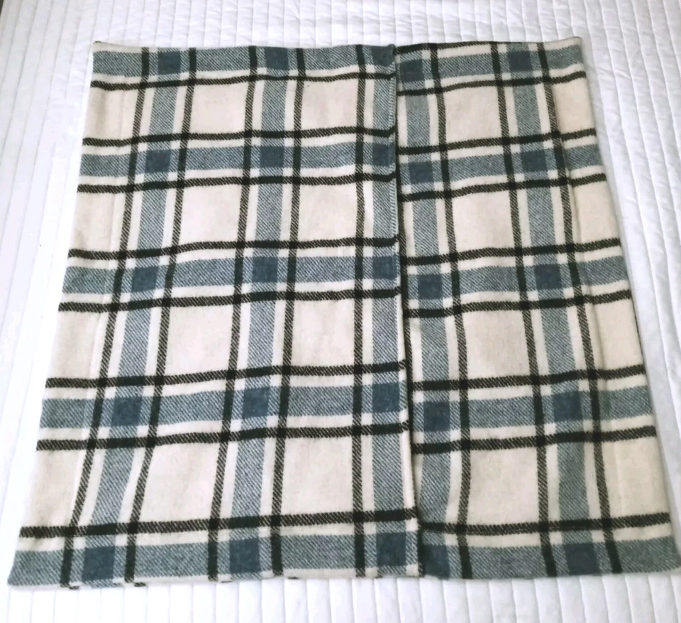 Ralph Lauren шерсти клетку Euro квадрат подушка Sham комплект из 2 синий кремовый черный 26 X 26 - Изображение 4 из 4