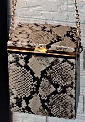 FashionNova Boxed Shaped Clutch Los Angeles Python Snake Pattern 