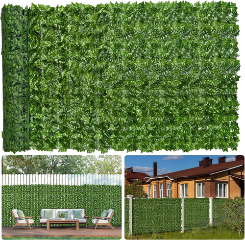 Faux Ivy Privacy Fence Screen 120 * 40 Inch Artificial Faux Ivy Hedge Expandable