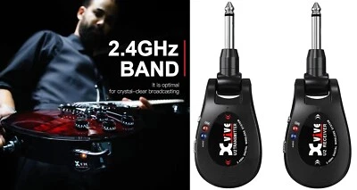 Xvive U2 BK BLACK Sistema JACK Wireless per Chitarra e Basso Ricaricabile 2.4GHz