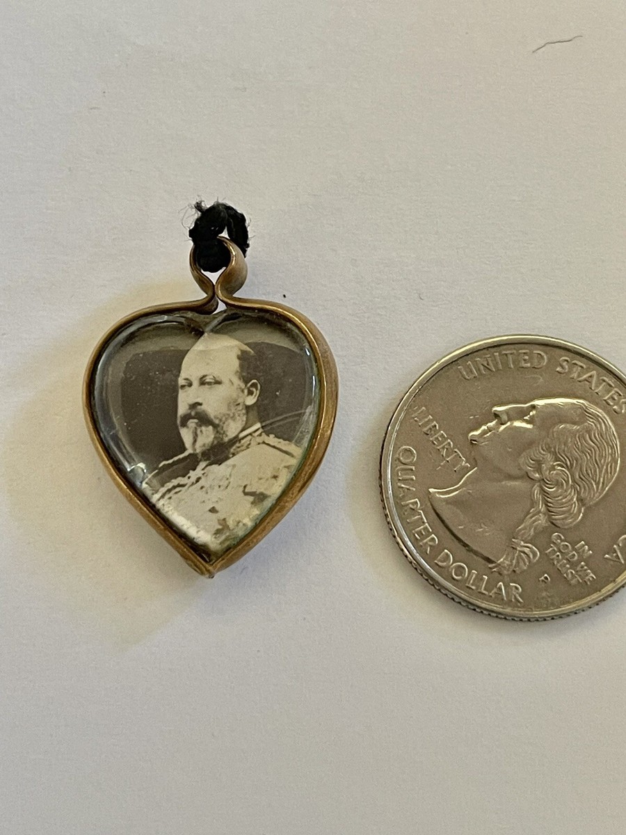 Antique Edwardian United Kingdom King Edward VII Queen Alexandra Heart RG  Fob