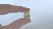 Tiny mini matte gold tone metal hair claw clip