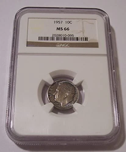 1957 Roosevelt Dime MS66 NGC Toned