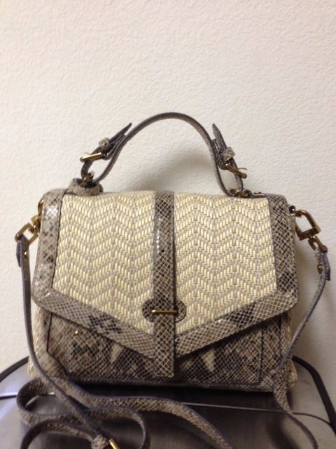 Tory Burch Handbag 797 Medium Natural Snake Satchel Tote New