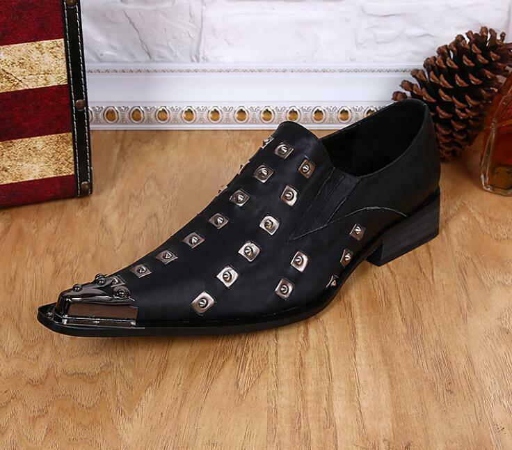 SAOLA Scarpe uomo formali inglesi rivetto pelle eleganti metallo punta oversize casual