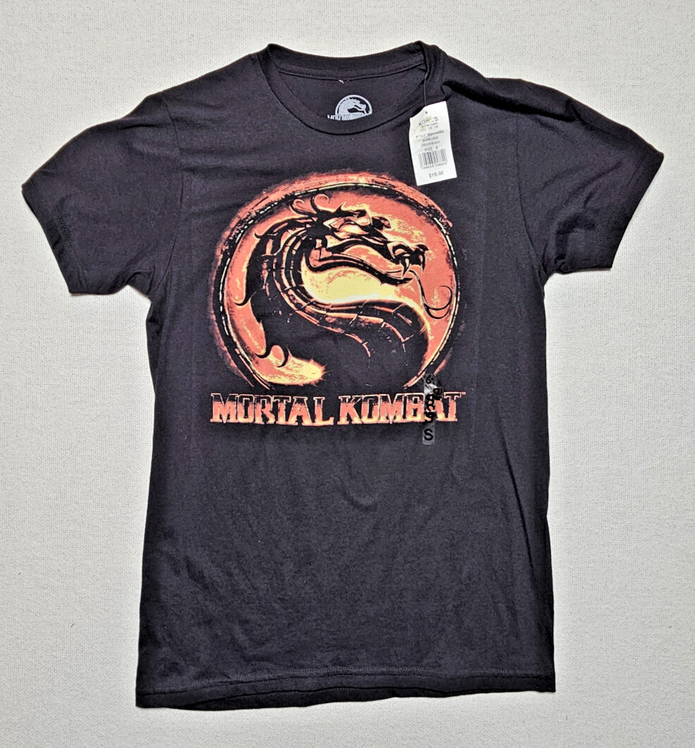 Mortal Kombat Logo Black Short Sleeve T-Shirt Size Men’s Small