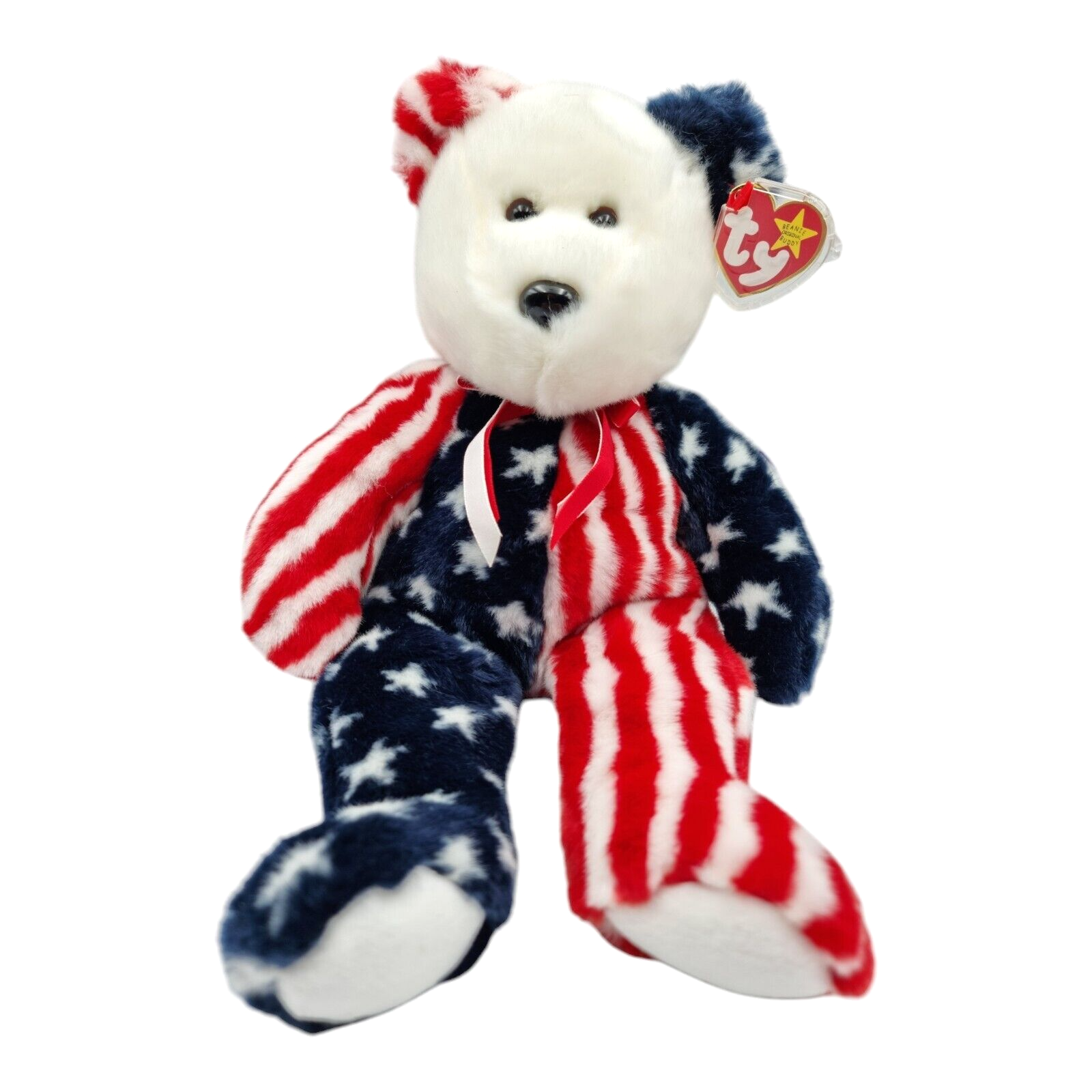 Ty Beanie Buddies Collection Spangle USA Large Bear Retired 1999 Tags