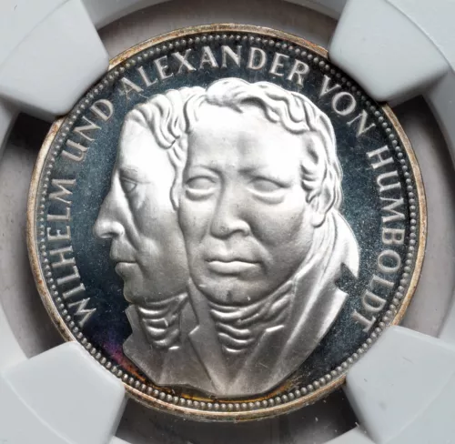 1967, West Germany. Silver 5 Mark "Humboldt" Coin. Low Pop 7/2! NGC PF-67 UC!