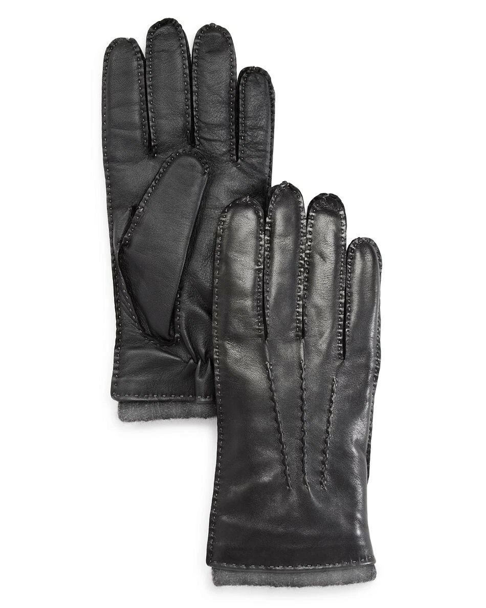 Bloomingdales Mens Napa Tech Palm Gloves in Black Charcoal Size M