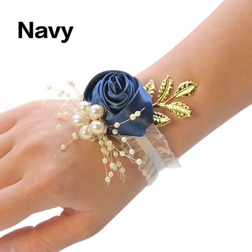 Wedding Bride Silk Flower Wrist Corsage Bouquet Wristband Bracelet Brooch Gift. - Picture 34 of 40