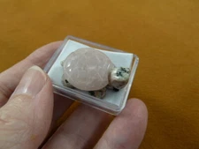 (ann-tur-1) Rose Quartz + Jasper TURTLE tortoise GEM carving Pendant NECKLACE