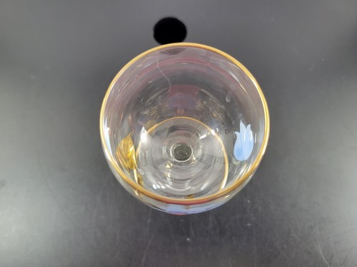 Vintage Clear Stem Cordial Glass Hand Painted Blue Floral Gold Trim 5 1/2" - Picture 8 of 11