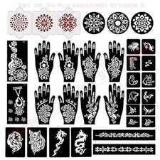Reusable Mehndi Tattoo Stencils for Hands, Wrist, Body, Back for Women 32 Pcs