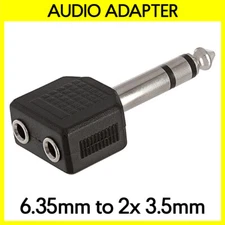 6.35mm Stereo to 2 x 3.5mm Stereo Splitter 1/4" Plug to Dual 1/8" Jack Adapter