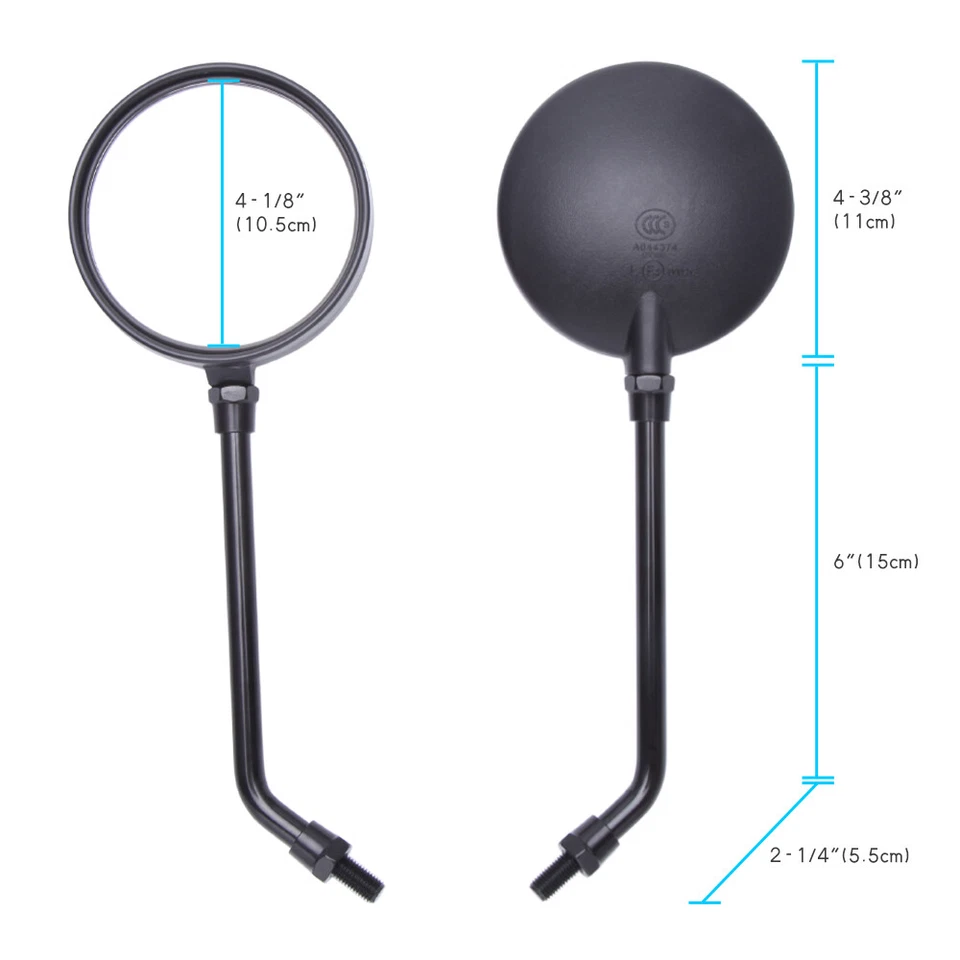 Par de espejos retrovisores negros de aluminio para eje Kawasaki KZ1000-E2 1980 KZ900-A4 Foto 3 de 4