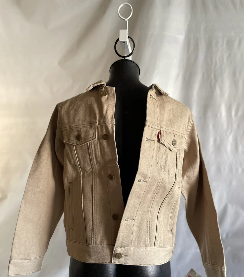 ¡Nuevo con etiquetas! Chaqueta vaquera Levi's Trucker beige algodón mediano para niños Foto 3 de 4