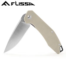 FLISSA EDC Pocket Knife Folding Tactical Knife D2 Blade w/Pocket Clip Liner Lock
