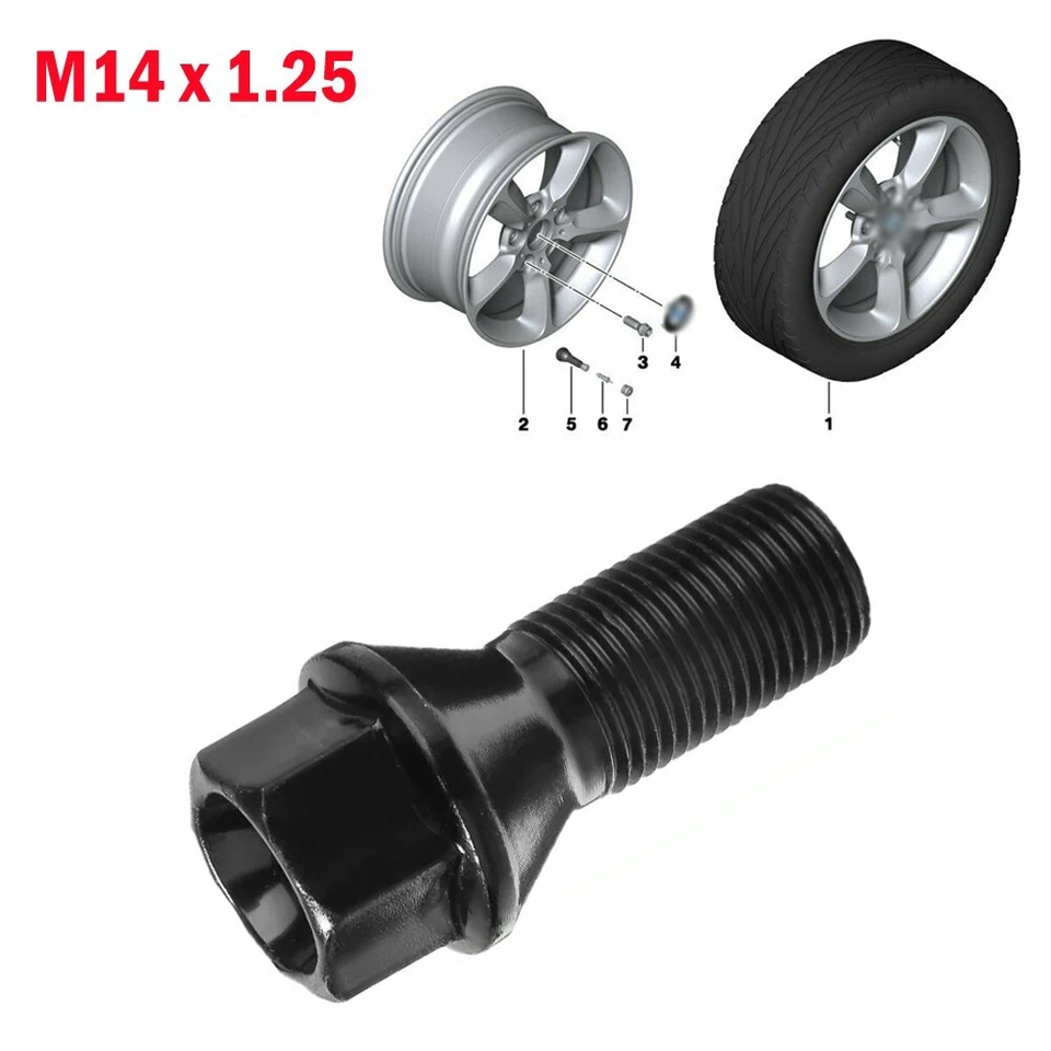 Set of 20 Wheel Lug Bolts Nuts 14 X1.25mm for F30 F35 F10 F25 X3 E7 36136781151 - Image 2 of 4