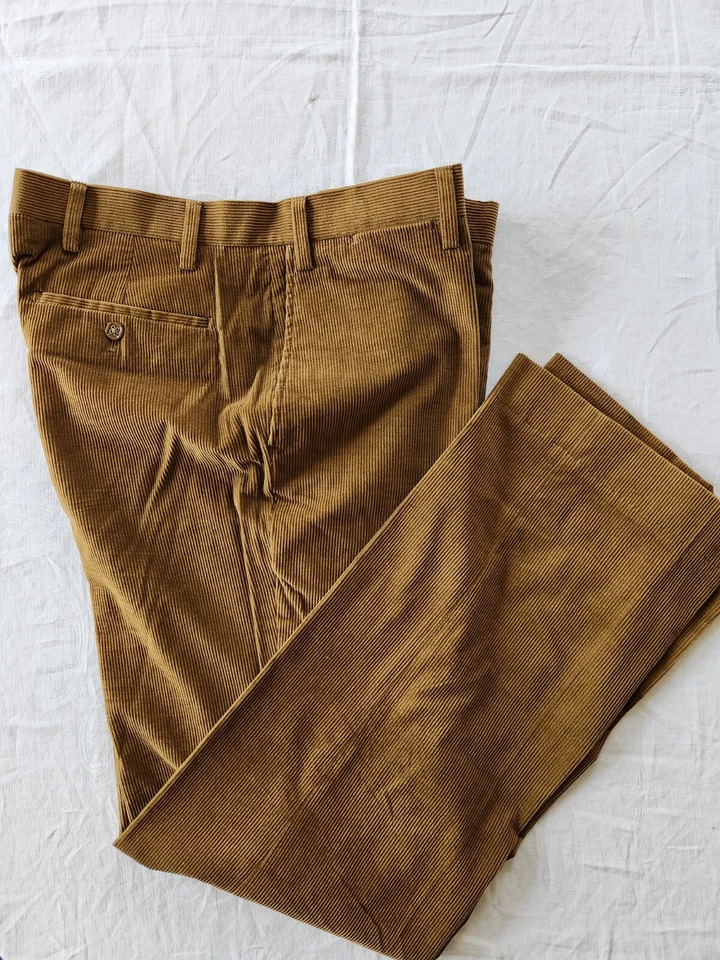 Calça Barry Bricken Masculina Veludo Cashmere Mescla Plana Mid Wale Lt Marrom 36X32 - Imagem 3 de 4