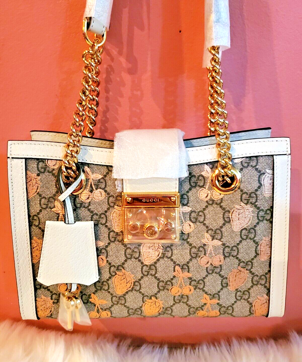 Gucci GG Supreme Monogram Berry Dollar Calfskin Small Padlock