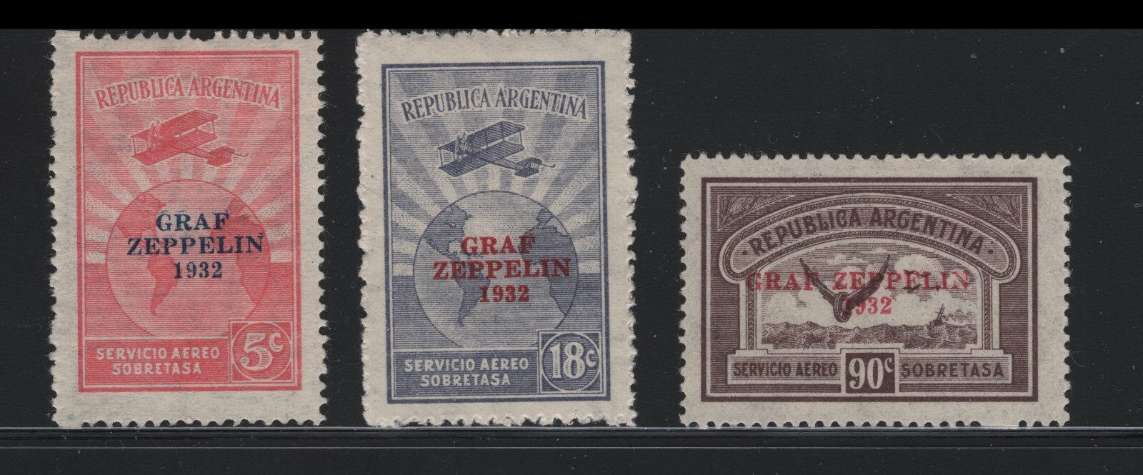 ARGENTINA SCC35C37 MH, VF, COMPLETE SET ZEPPELIN STAMPS eBay