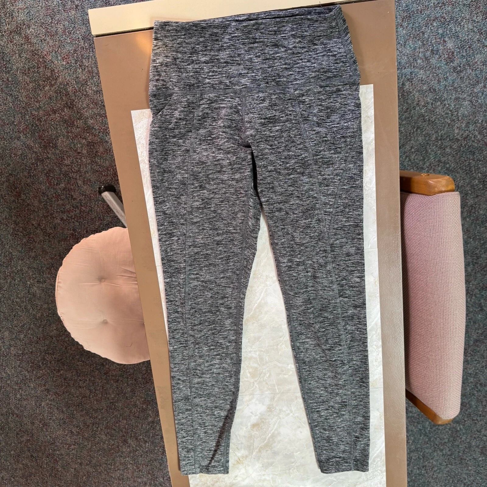 victoria-secret-vs heathered gray white stretch athletic lounge leggings