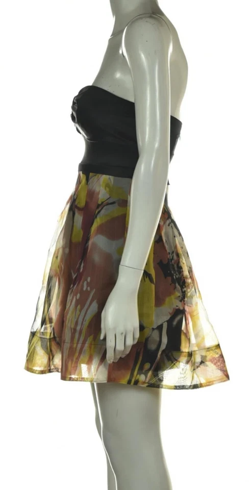 Vestido Rubber Ducky para mujer talla 2 negro estampado calce y acampanado sin tirantes por encima de la rodilla Foto 3 de 4