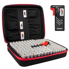 Large Battery Organizer Storage Case with Tester - Holds 100 AA 100 AAA Batter