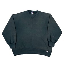 Vintage 1990s Russell Athletic Sweatshirt Large Faded Black USA Made Crewneck