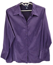 VENEZIA JEANS Women's Polyester Shirt Long Sleeve Eggplant Purple Size 22 24